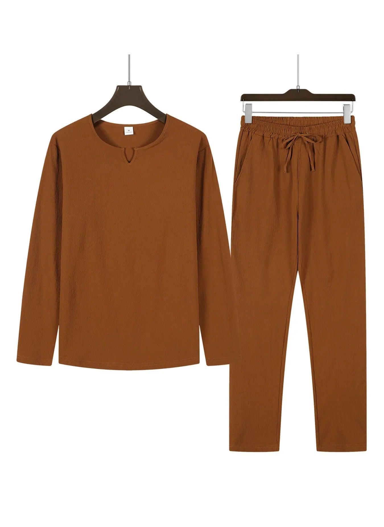 Men's Long Sleeve Top and Drawstring Pants Set for Comfort Rebooters mens 2 piece set