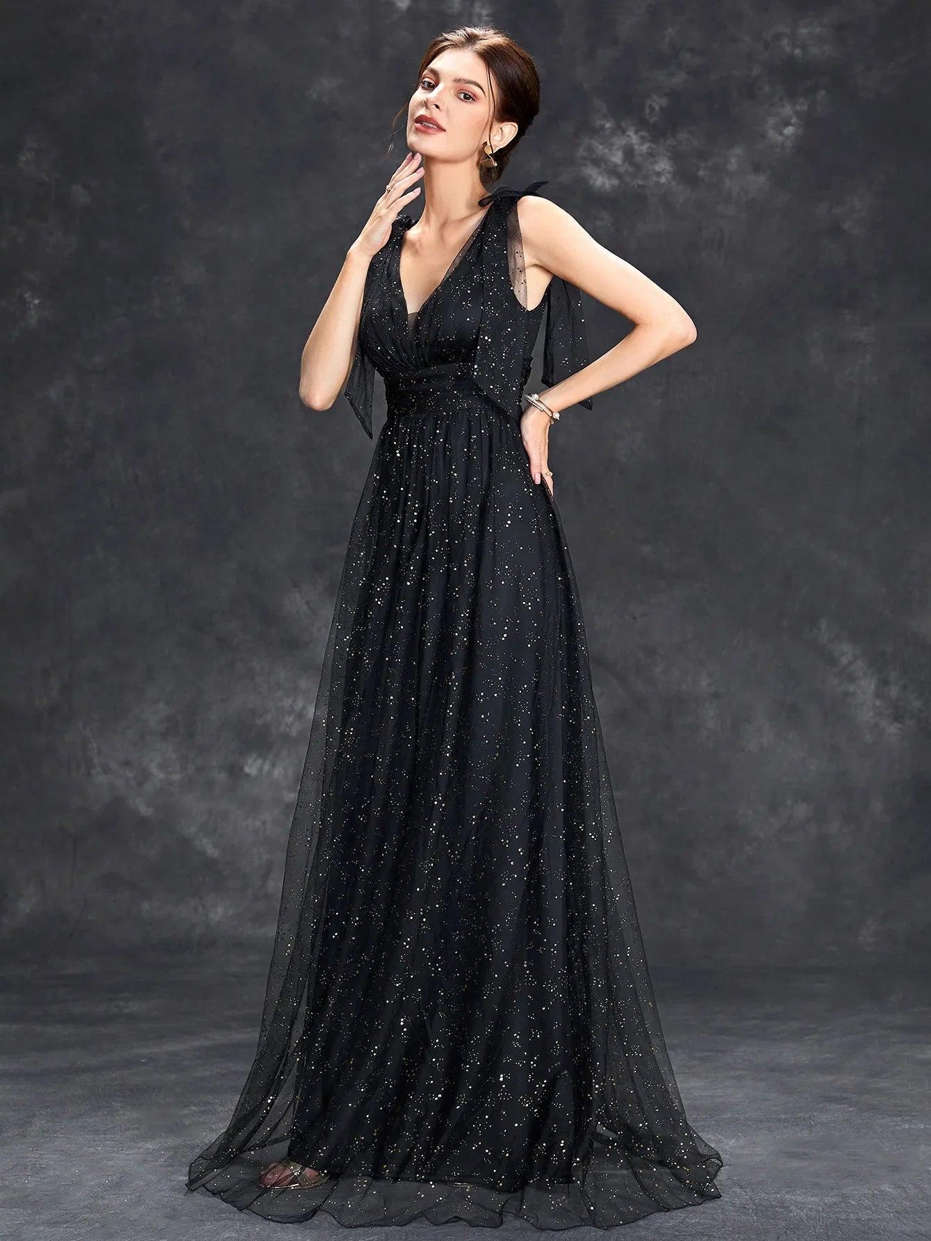 Paloma Women's Evening Gown - Glitter Embellished Design - Rebooters -Women's Dresses