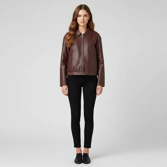 Stylish Raven Women's Red Leather Streetwear Jacket for Bold Fashion - Rebooters