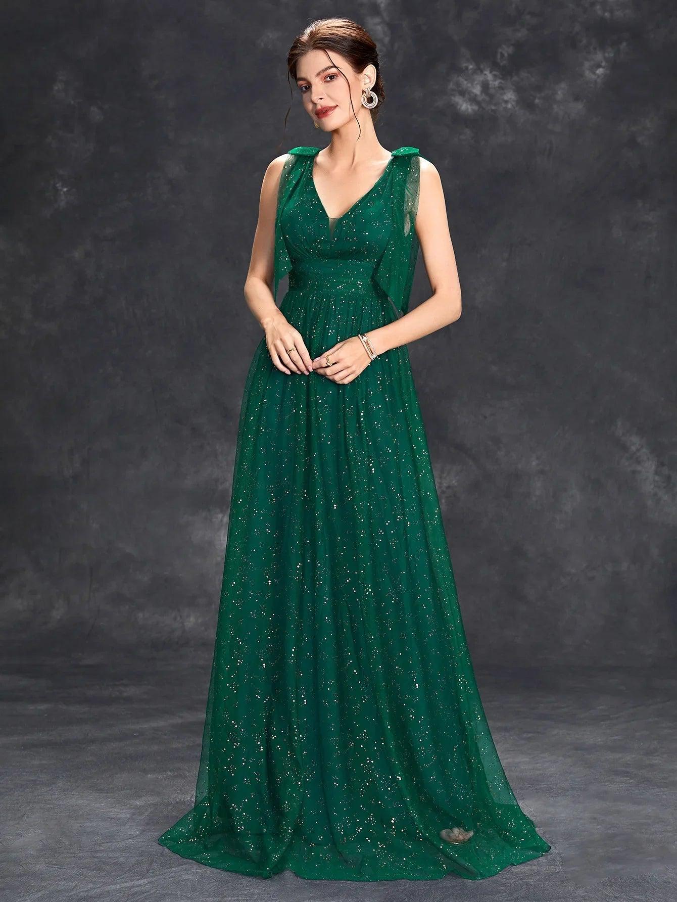 Paloma Women's Evening Gown - Glitter Embellished Design - Rebooters -Women's Dresses