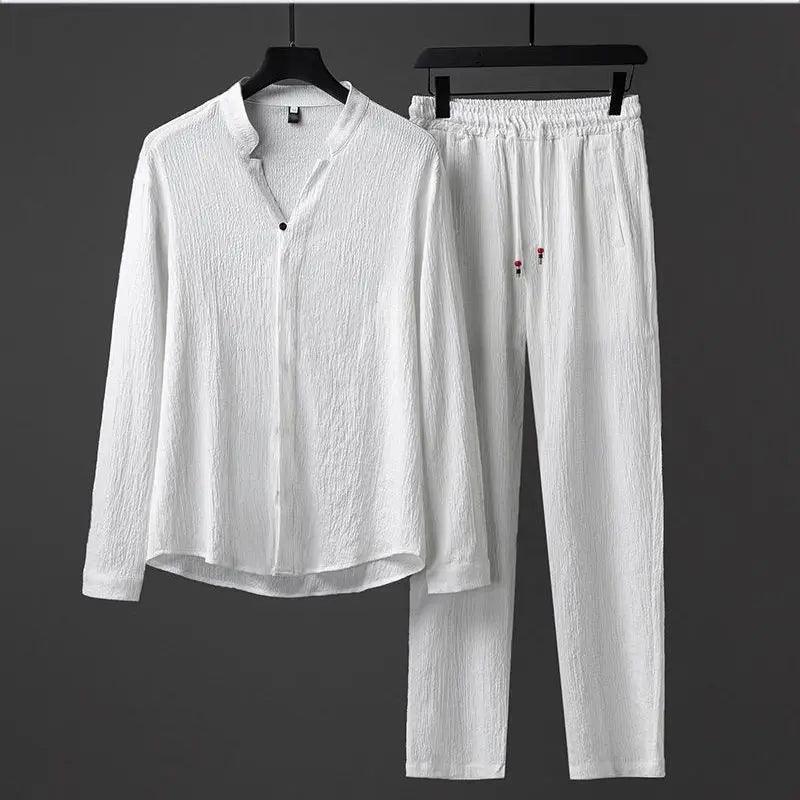 Men's Long Sleeve Shirt and Pants Spring Set for Comfort Rebooters mens 2 piece set