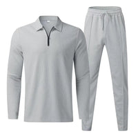 Men's Long-Sleeve Polo and Trousers Sports Casual Set Rebooters mens 2 piece set
