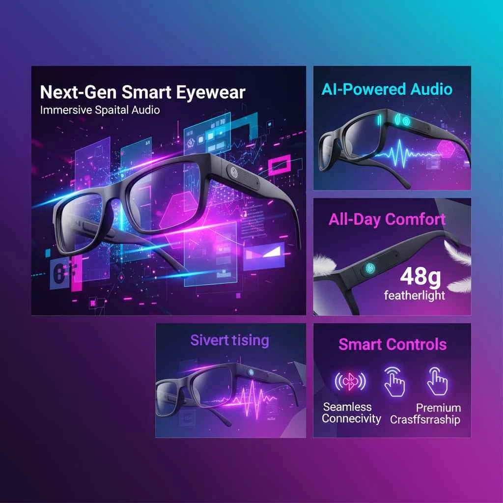 4KHD AI Smart Glasses Photochromic Lens Camera Glasses