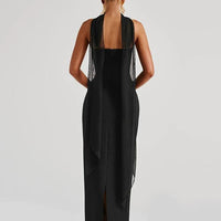 Lorelai Women's Evening Prom Dress with Halter Scarf Detail - Rebooters -Women's Dresses