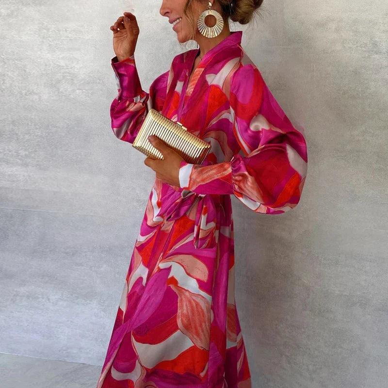 Anaya Women's Maxi Dress with Floral Print and Tie Rebooters Maxi Women's Dresses
