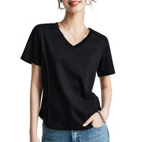 Women's Summer Cotton V-Neck Short-Sleeved T-Shirt Design Rebooters Womens Shirts