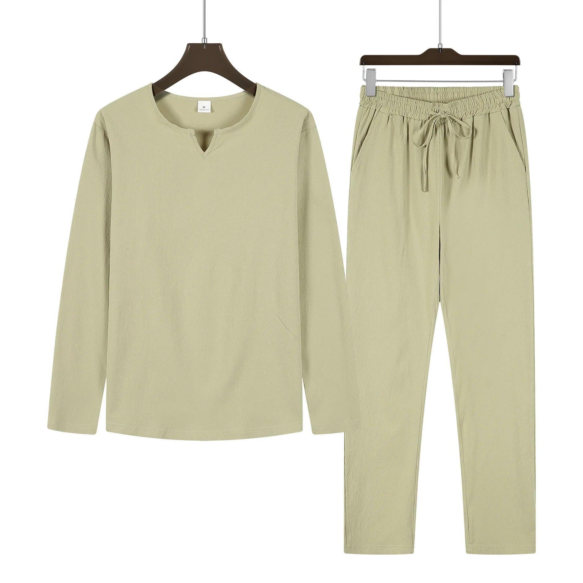 Men's Long Sleeve Top and Drawstring Pants Set for Comfort Rebooters mens 2 piece set