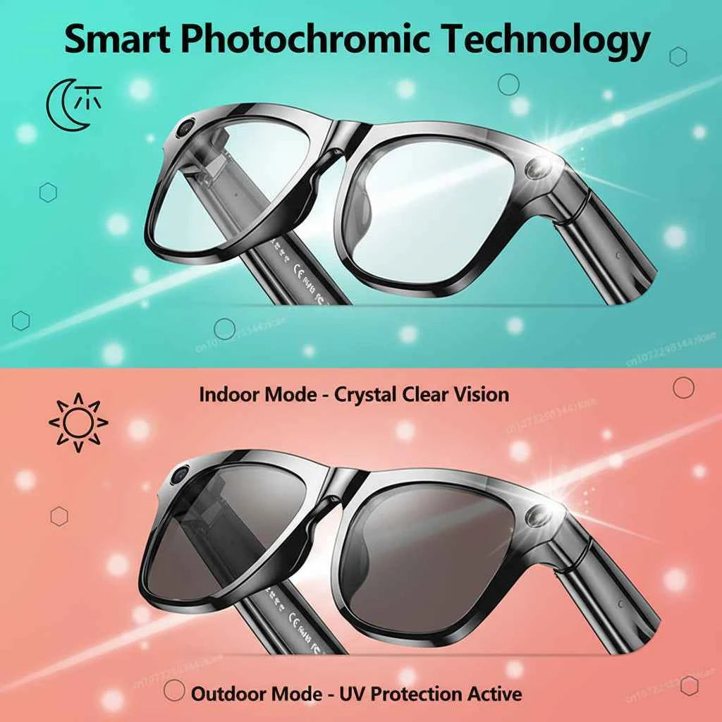 4KHD AI Smart Glasses Photochromic Lens Camera Glasses