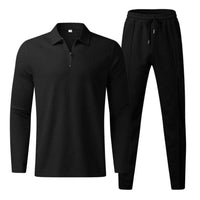 Men's Long-Sleeve Polo and Trousers Sports Casual Set Rebooters mens 2 piece set