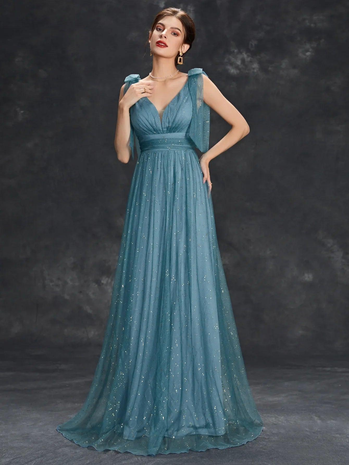 Paloma Women's Evening Gown - Glitter Embellished Design - Rebooters -Women's Dresses