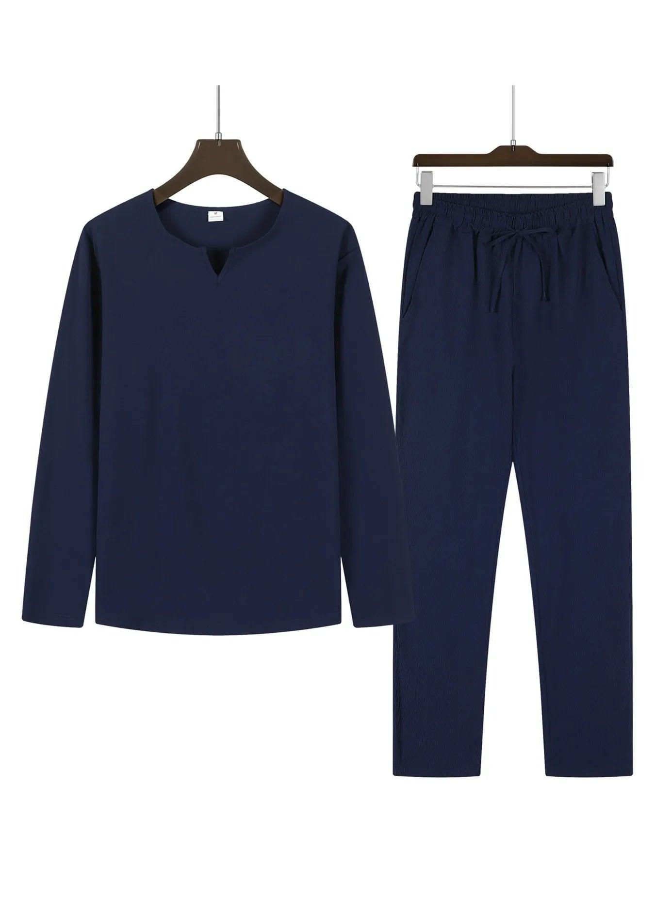 Men's Long Sleeve Top and Drawstring Pants Set for Comfort Rebooters mens 2 piece set