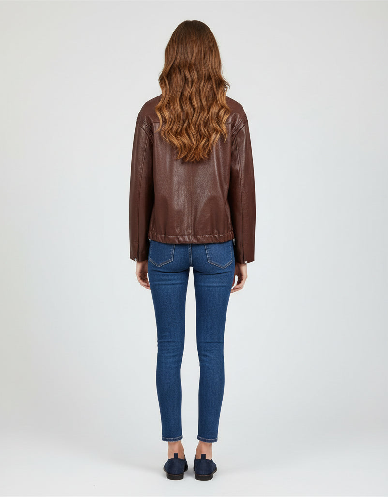 Stylish Raven Women's Red Leather Streetwear Jacket for Bold Fashion - Rebooters