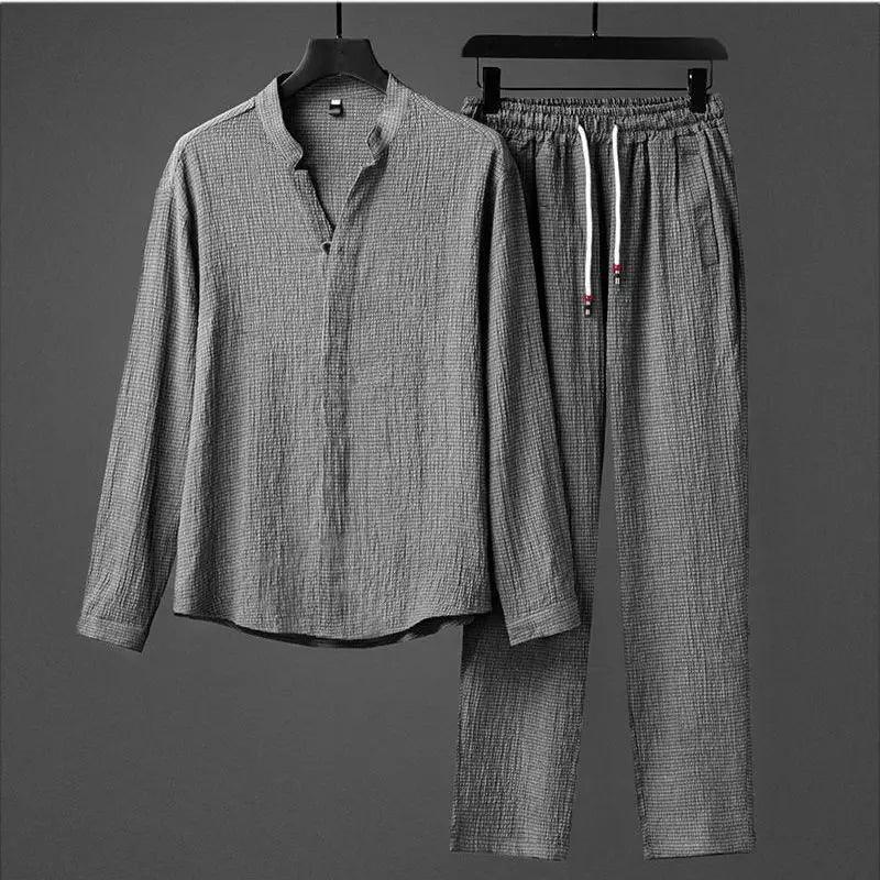 Men's Long Sleeve Shirt and Pants Spring Set for Comfort Rebooters mens 2 piece set
