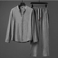 Men's Spring Long Sleeve Shirt and Pants Set for Comfort Rebooters mens 2 piece set