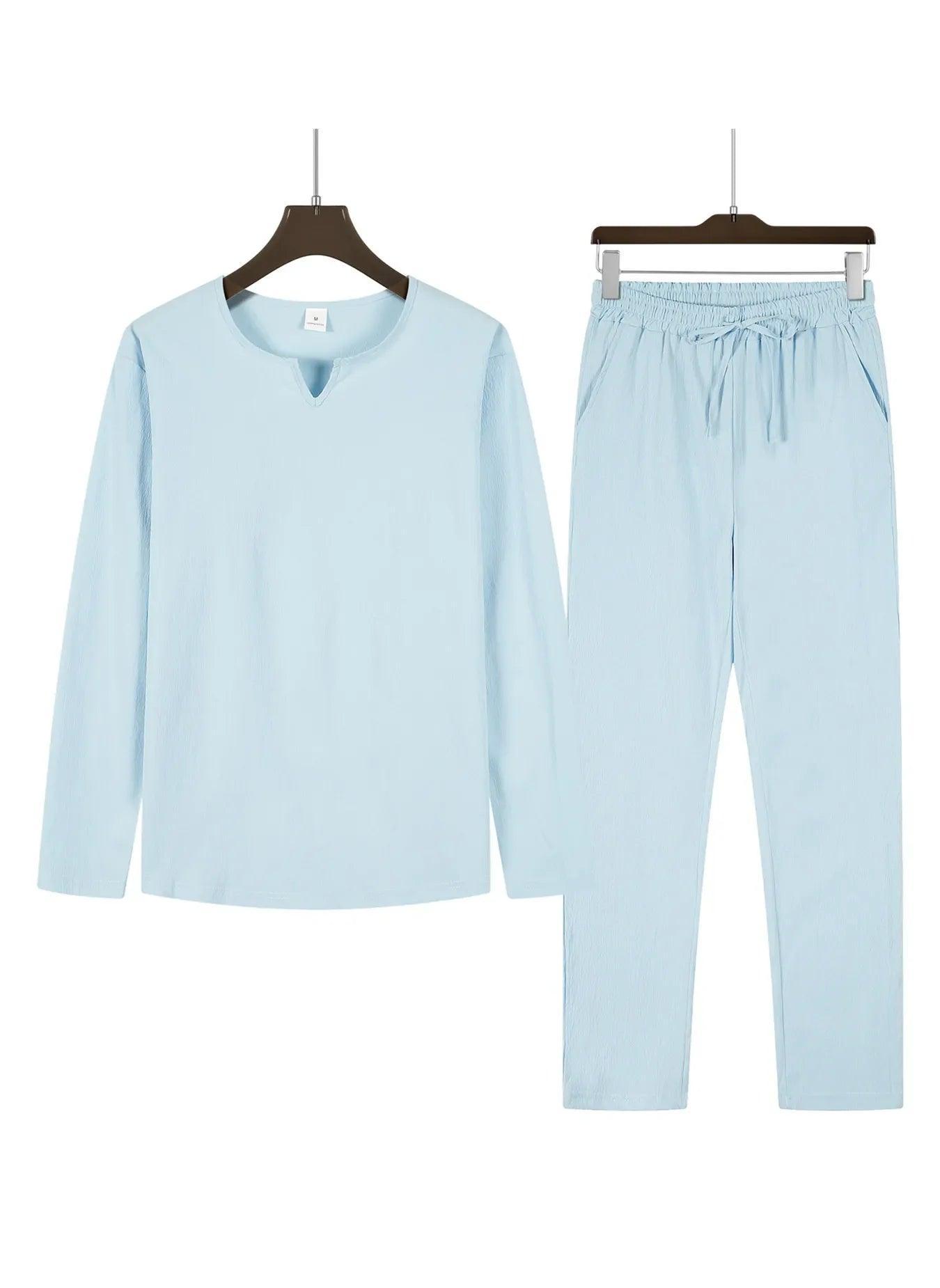 Men's long sleeve top and drawstring pants set Rebooters mens 2 piece set