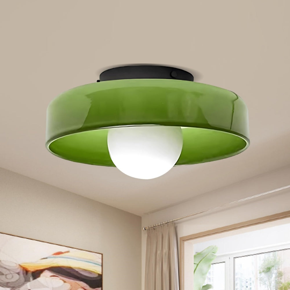 Green Glass Round LED Ceiling Light for Home Decor - Rebooters