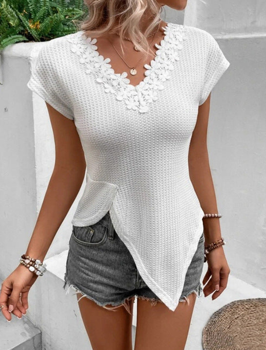 Elegant V-Neck Shirt Top for Women - Casual Chic Style - Rebooters