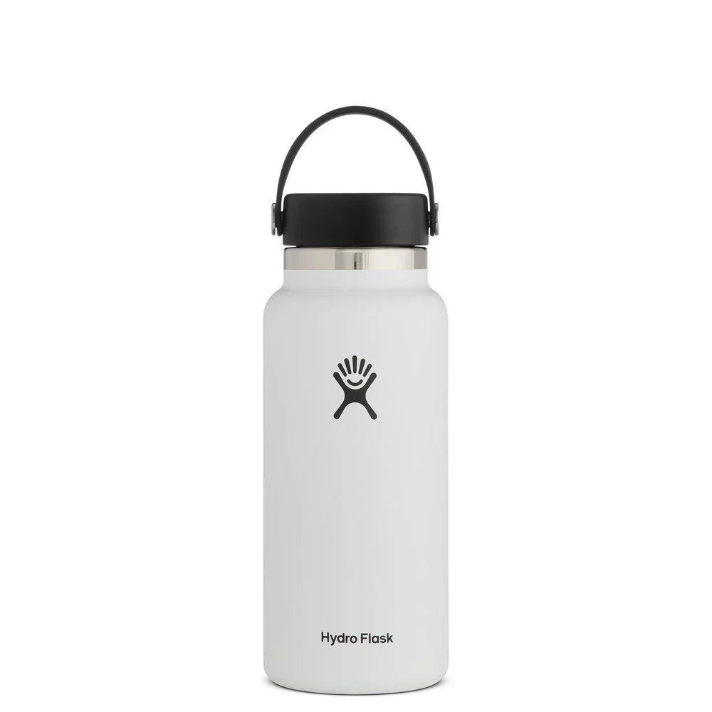 Hydro Flask 32 oz Wide Mouth with Flex Cap 2.0 – White, Stainless Steel, Vacuum Insulated, BPA-Free