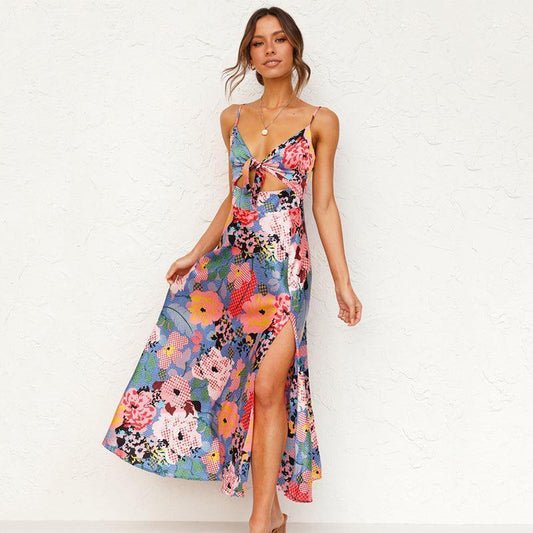 Floral Print Jillian Women's Maxi Dress with High Slit Rebooters Maxi Women's Dresses