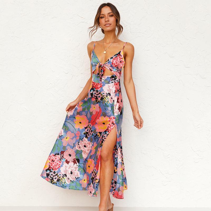 Floral Print Jillian Women's Maxi Dress with High Slit Rebooters Maxi Women's Dresses