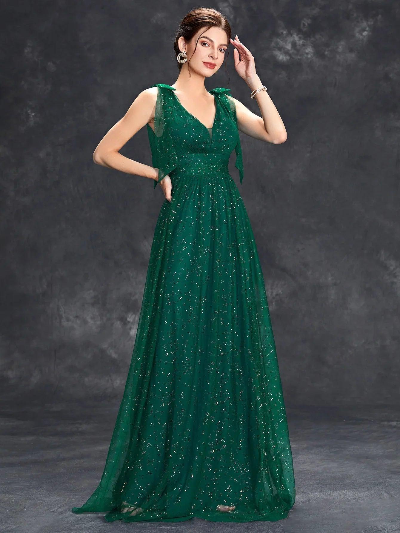 Paloma Women's Evening Gown - Glitter Embellished Design - Rebooters -Women's Dresses