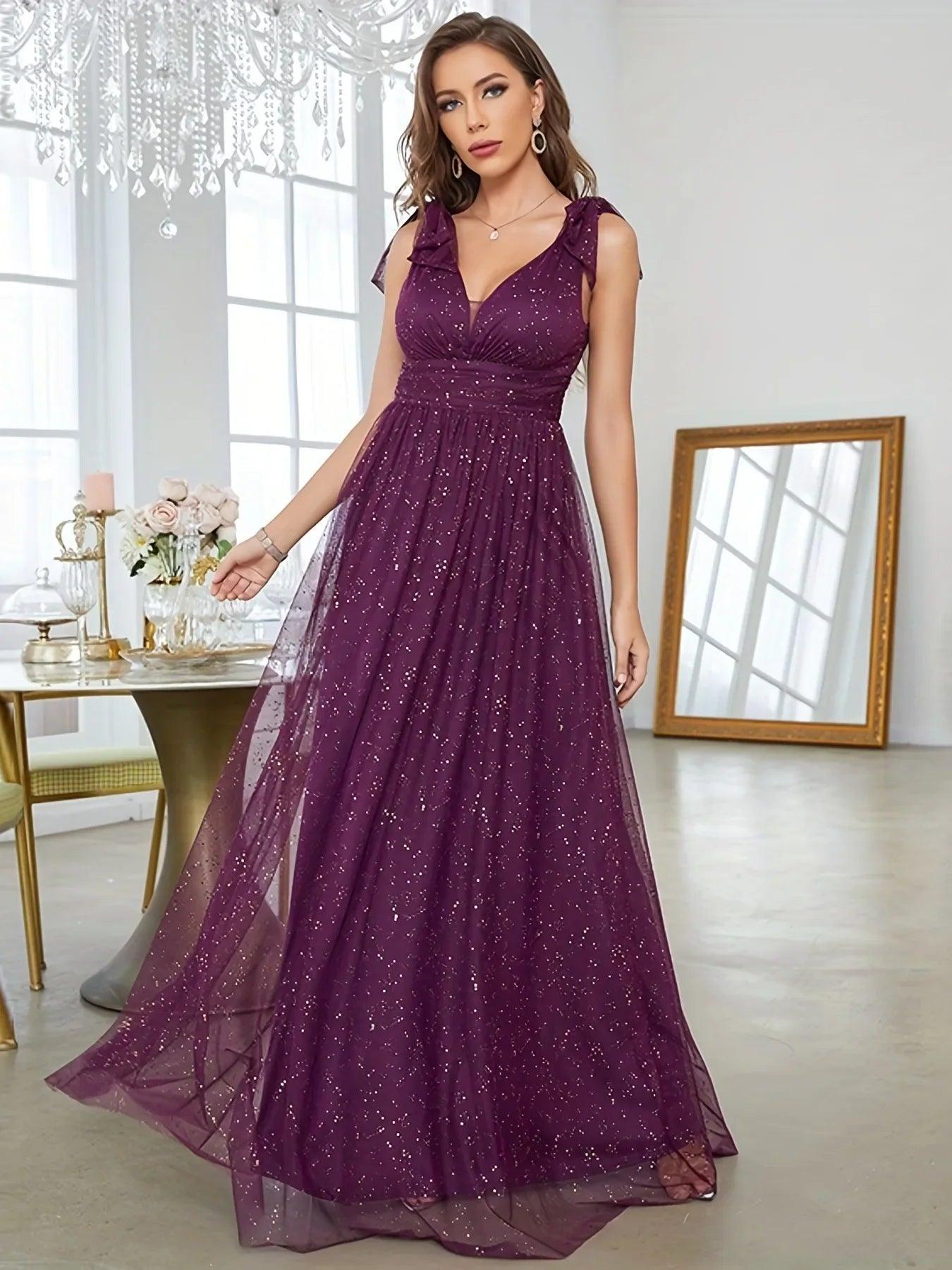 Paloma Women's Evening Gown - Glitter Embellished Design - Rebooters -Women's Dresses