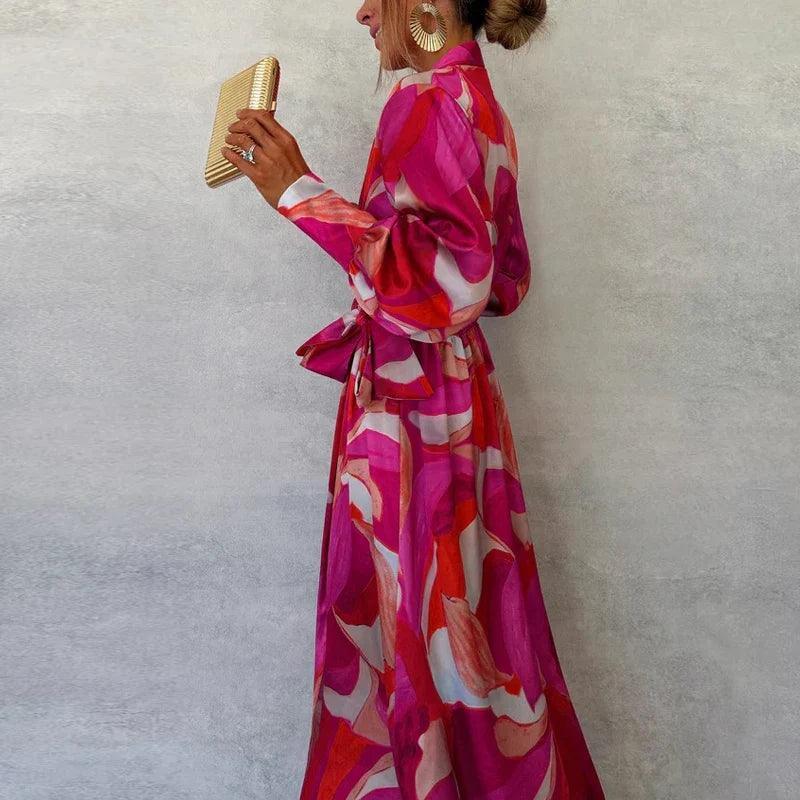 Elegant Nadia Women's Maxi Dress with Floral Print and Tie Rebooters Maxi Women's Dresses