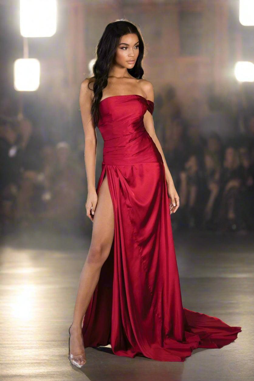 Elegant Rosalie Women's Formal Evening Prom Gown with High Slit Rebooters Maxi Women's Dresses