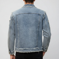 Axl Mens Solid Ripped Slim Denim Jacket Casual Long Sleeve Retro Rebooters Mens Denim Jackets