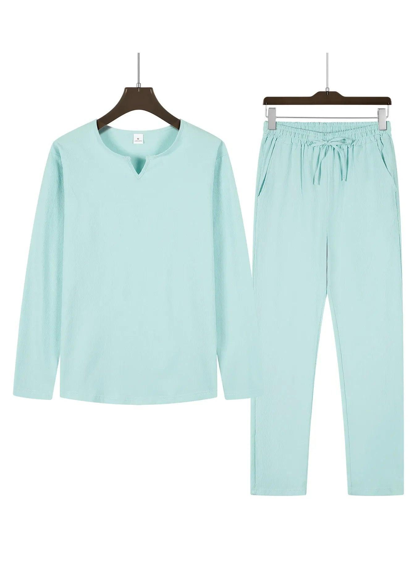 Men's Long Sleeve Top and Drawstring Pants Set for Comfort Rebooters mens 2 piece set