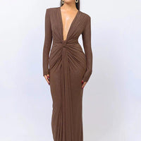 Janelle Women's Evening Gown with Glitter and V-Neck Rebooters Maxi Women's Dresses