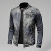 Anker Men's Denim Jacket Casual Retro Vintage Stand Collar Zip-up Rebooters Mens Denim Jackets