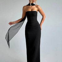 Lorelai Women's Evening Prom Dress with Halter Scarf Detail - Rebooters -Women's Dresses