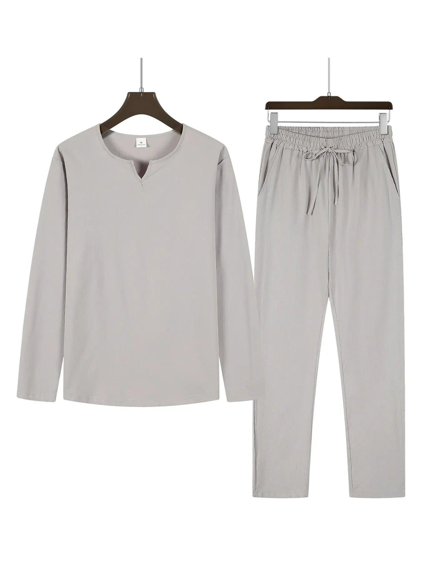 Men's Long Sleeve Top and Drawstring Pants Set for Comfort Rebooters mens 2 piece set