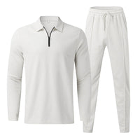 Men's Long-Sleeve Polo and Trousers Sports Casual Set Rebooters mens 2 piece set
