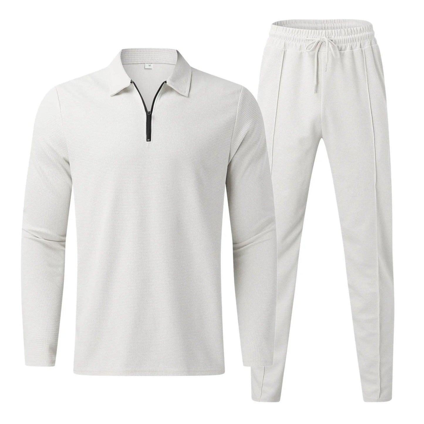 Men's Long-Sleeve Polo and Trousers Sports Casual Set Rebooters mens 2 piece set