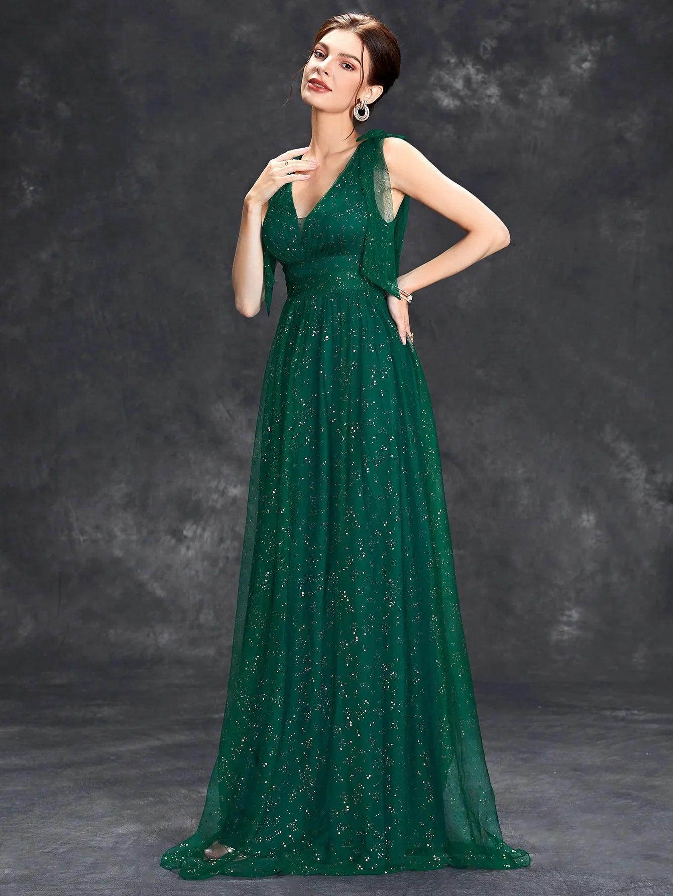 Paloma Women's Evening Gown - Glitter Embellished Design - Rebooters -Women's Dresses