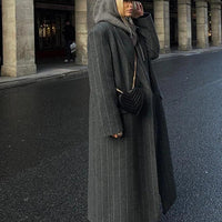 Sienna Chic Women's Dark Grey Striped Wool Blend Jacket - Rebooters