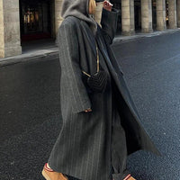 Sienna Chic Women's Dark Grey Striped Wool Blend Jacket - Rebooters