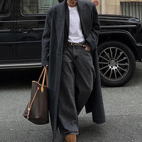 Sienna Chic Women's Dark Grey Striped Wool Blend Jacket - Rebooters