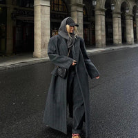 Sienna Chic Women's Dark Grey Striped Wool Blend Jacket - Rebooters