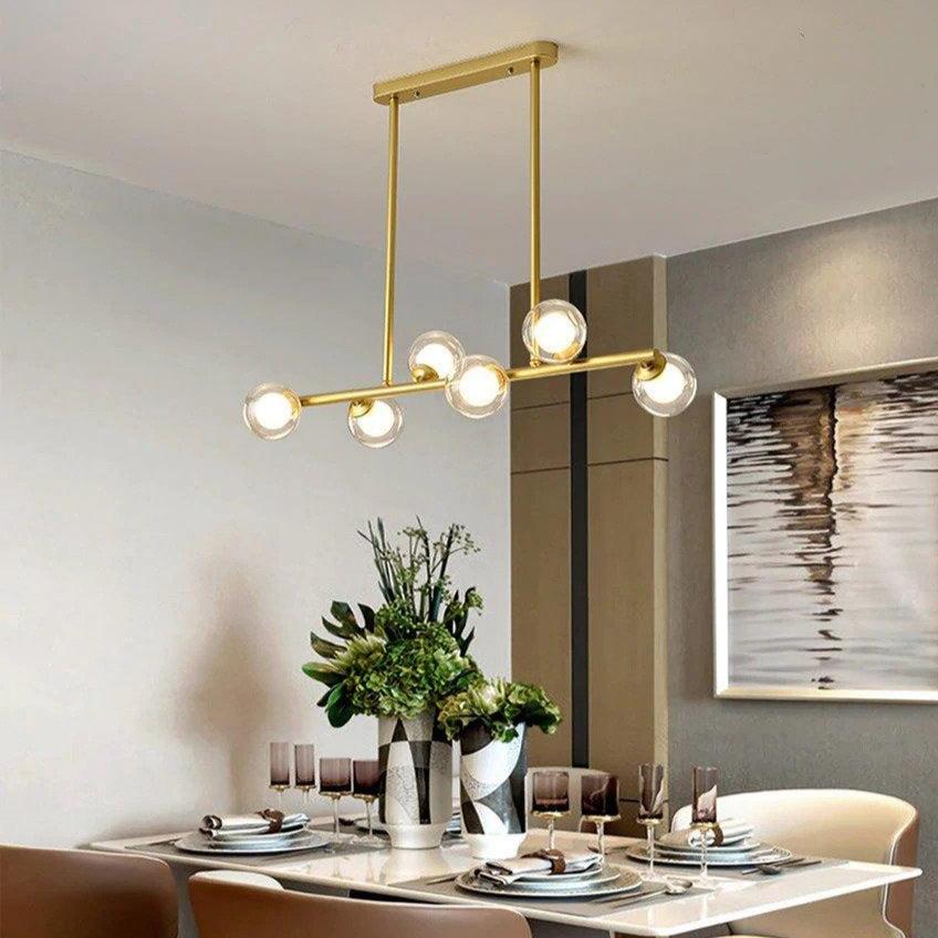 Modern Long Pole Glass Horizontal Chandelier for Elegant Spaces | Rebooters - Rebooters