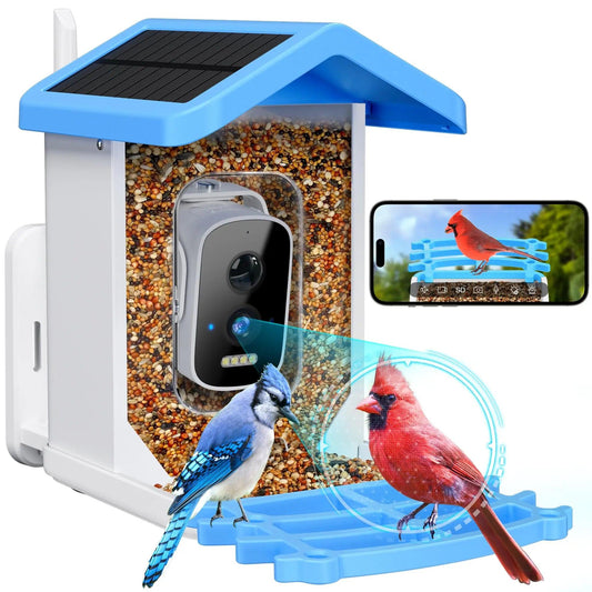 Solar Powered Smart Bird Feeder Camera 5MP FHD Night Vision - Rebooters