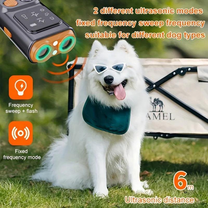 Sonic Dog Repeller with USB Rechargeable Battery, Dual Ultrasonic Emitters & High-Frequency LED Flashlight - Rebooters