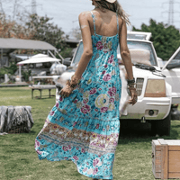 Melanie Bohemian Floral Maxi Dress with Ruffled Hem and Tassels - Rebooters -Women's Dresses