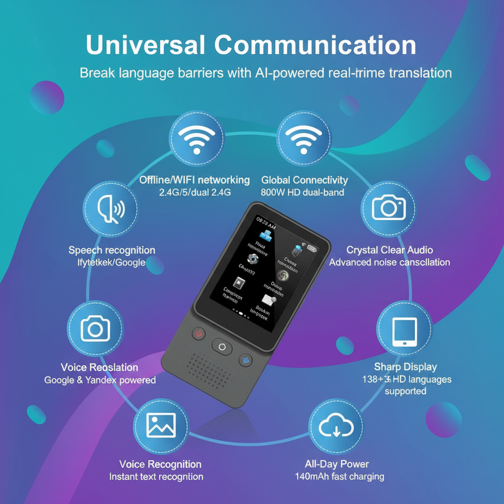 AI Translator Device Real-Time 138 Language Smart Voice Translator