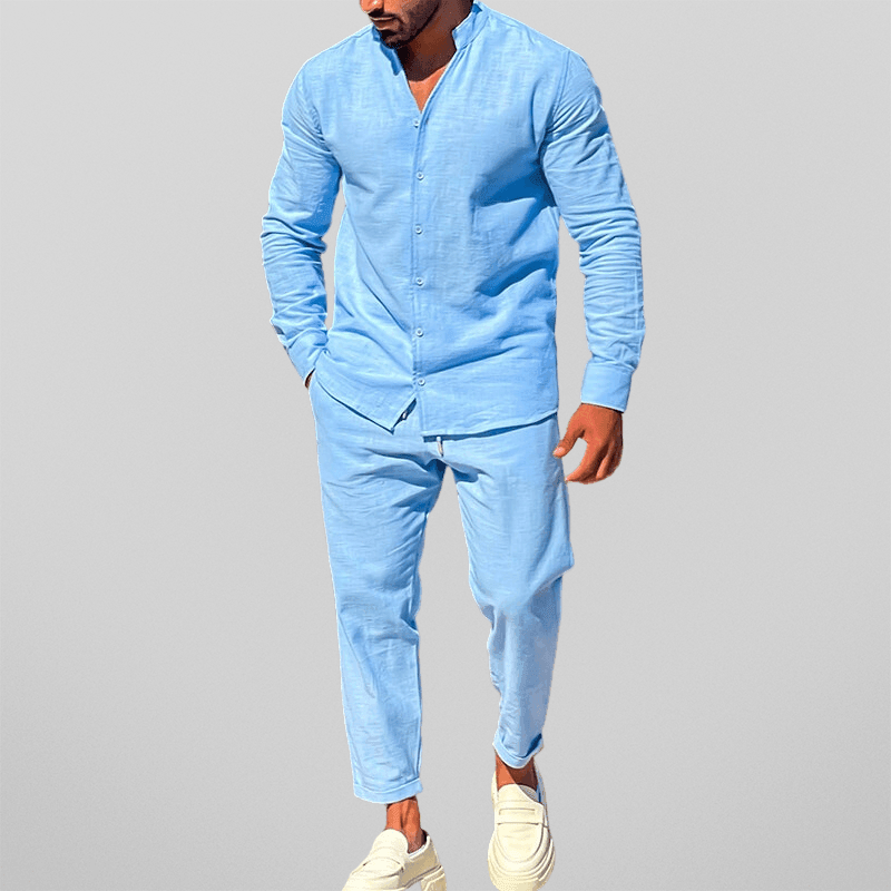 Men’s Slim Fit Linen Set for Stylish Summer Comfort Rebooters mens 2 piece set