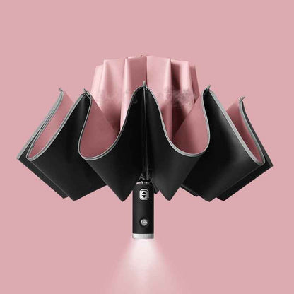 Reflective Inverted Umbrella – Windproof Auto Open/Close Travel Umbrella