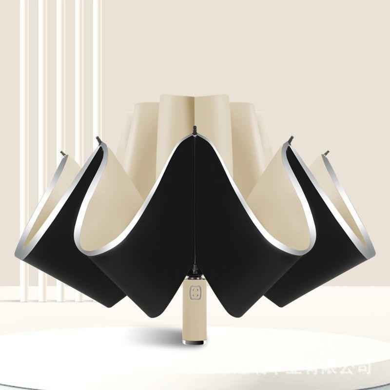 Reflective Inverted Umbrella – Windproof Auto Open/Close Travel Umbrella