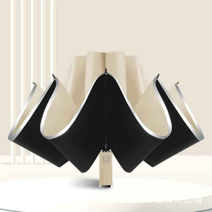 Reflective Inverted Umbrella – Windproof Auto Open/Close Travel Umbrella
